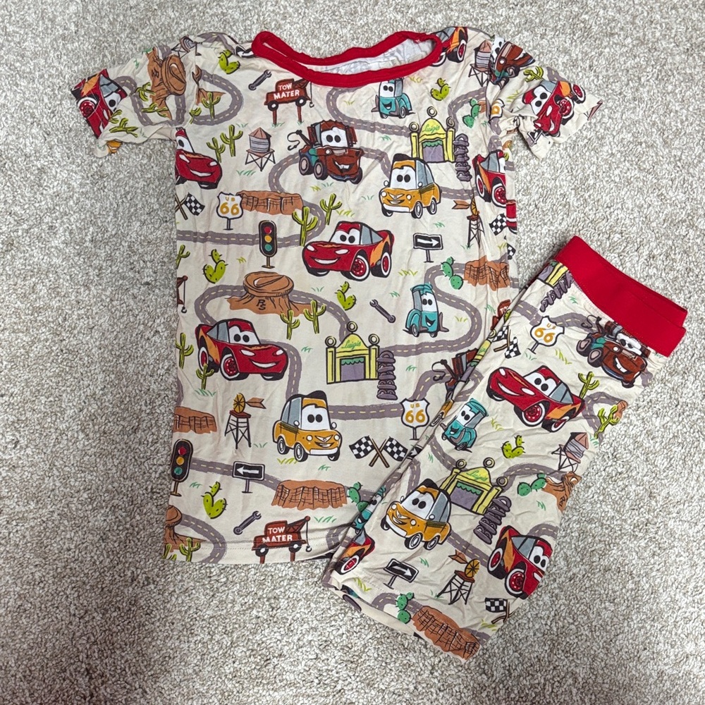 Little Sleepies Disney Cars Pajama Set - Red and Cream